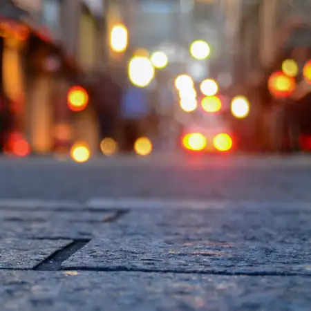 A study of evening lights creating a warming atmosphere in the Gion district of Kyoto, Japan.