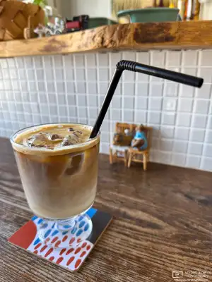 Interior decoration and iced caffe latte at Cafe Ruskä in Hakodate, Japan.