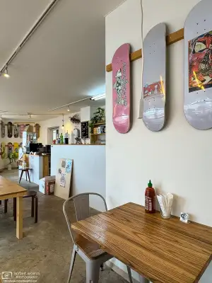 Interior photo taken at Hoteiya Sandwich Stand in Hakodate, Japan.