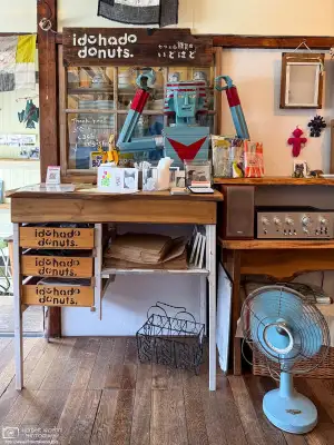 Interior photo taken at Idohado Doughnuts in Hakodate, Japan.