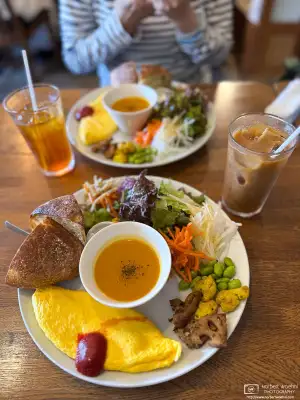 Bread and Salad Plate at Cafe BALTHUS in Hakodate, Japan.