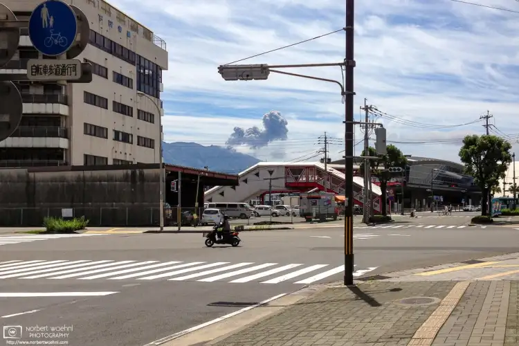 Walking around Kagoshima on the southern tip of Japans western island of Kyushu comes with a reminder that there is an active volcano, Mt. Sakurajima, nearby.