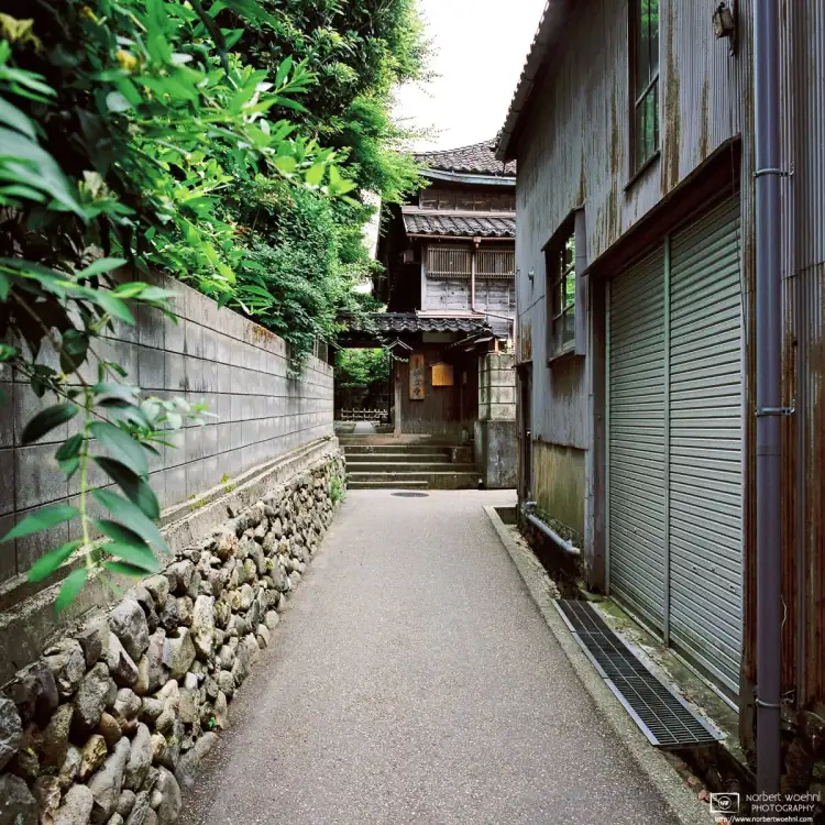 A photo taken along the approach to Myoryuji (also known as Ninja Temple) in Kanazawa, Japan. I was standing just outside Gannenji Temple when shooting this.