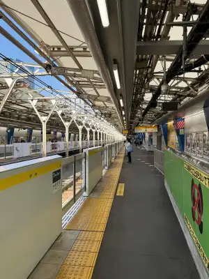 Waiting for the connecting train on the platform of JR Suidobashi Station.