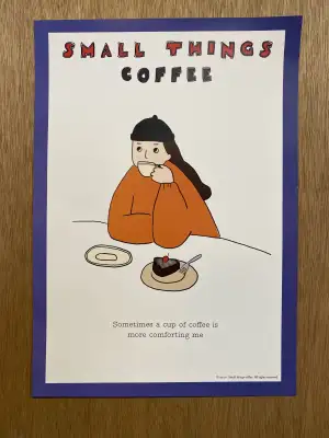 Wall poster at Small Things Coffee in Sapporo, Japan.
