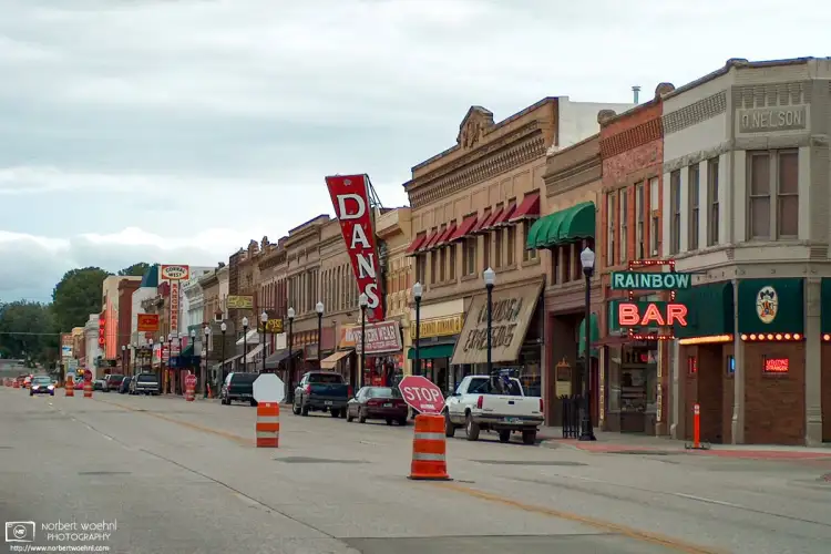 This photo taken in 2003 shows a view along Main Street in Sheridan, Wyoming, a friendly cowboy town situated at the base of Wyomings Big Horn Mountains.