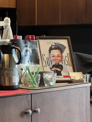 Interior detail shot at Casa del Sorriso, an Italian restaurant in the Nihonbashi area of Tokyo, Japan.