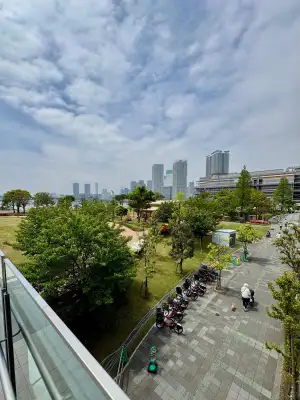 View of Toyosu Park in Toyosu, Tokyo.