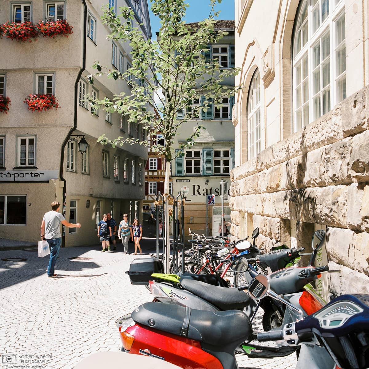 Old Town Haaggasse with Motorcycles, Tübingen, Germany Photo