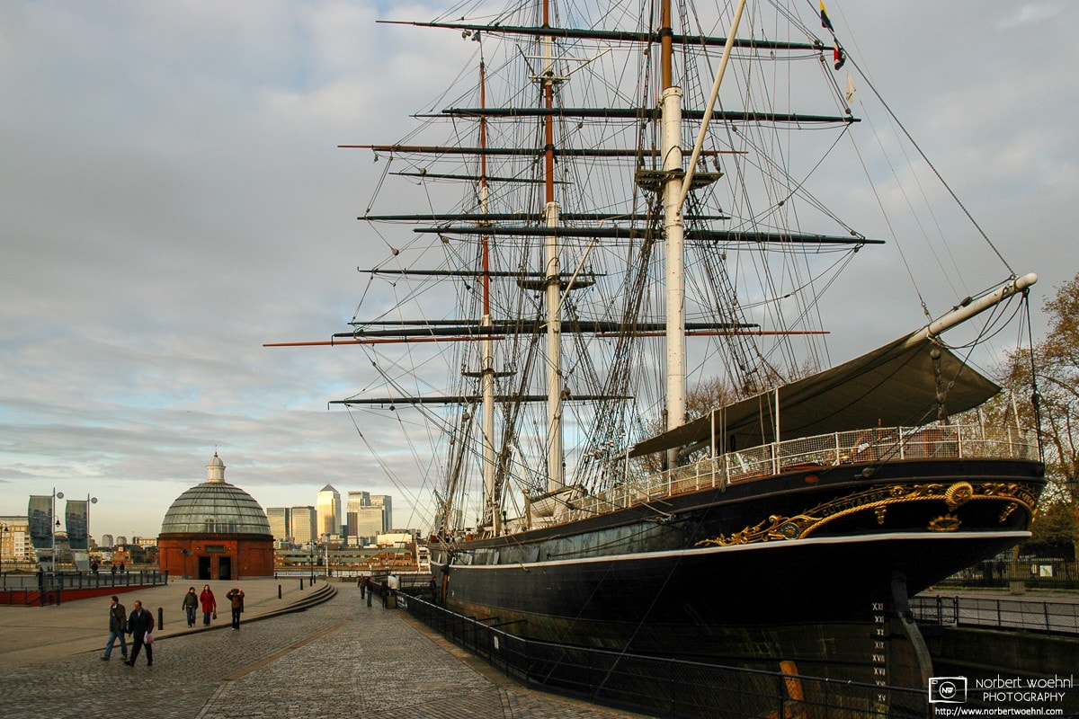 Cutty Sark, the famous British 19th-century clipper ship, is seen at a dry dock in Greenwich, London.