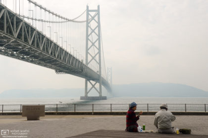 Picnic at Akashi-Kaikyo Bridge, Kobe, Japan Photo