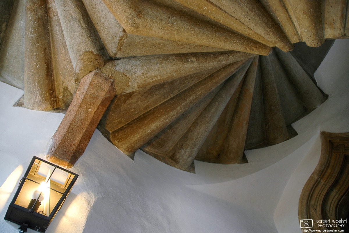 The late gothic double spiral staircase inside the Burg of Graz, Austria, dates back to 1499.