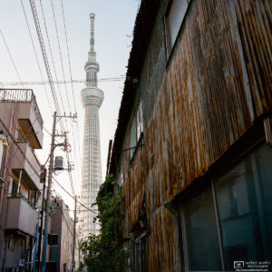 On a walk around Tokyo's Sumida Ward, I found this photo angle that provided a nice contrast between the ultra-modern Tokyo Skytree and the wooden shed in the foreground.