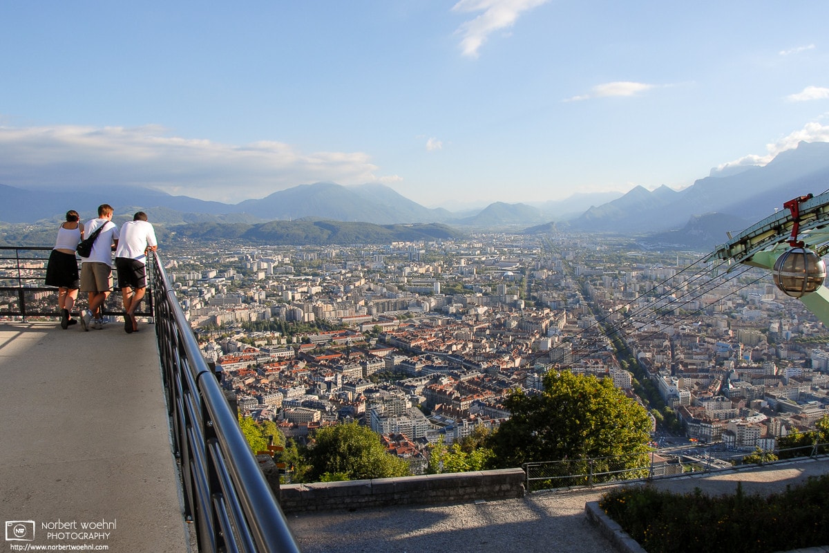 A view of Grenoble, France, looking in southern direction from La Bastille, the remains of the city's old fort.
