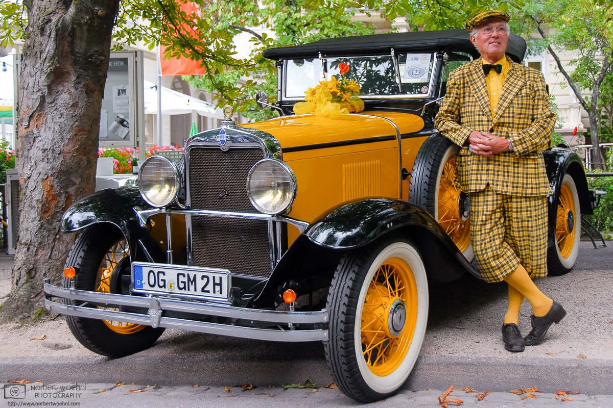 At a classic car show in Baden-Baden, Germany, I came across this uniquely-styled proud owner of a 1930s Chevrolet.