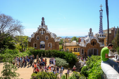 A view of the Porter's Lodge at the Antoni-Gaudí-designed Parc Güell in Barcelona, Spain.