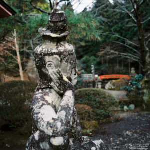 Close-up of a stone statue in the garden at Oya Temple (大谷寺, Ōyaji) outside the city of Utsunomiya, Japan.