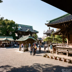 Visitors frequent the grounds of Taishakuten Daikyoji Temple in Shibamata, Tokyo, Japan.