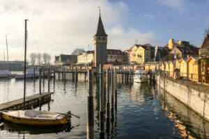The harbor of Lindau, Germany, provides a scenic setting for the city's annual Christmas Market.