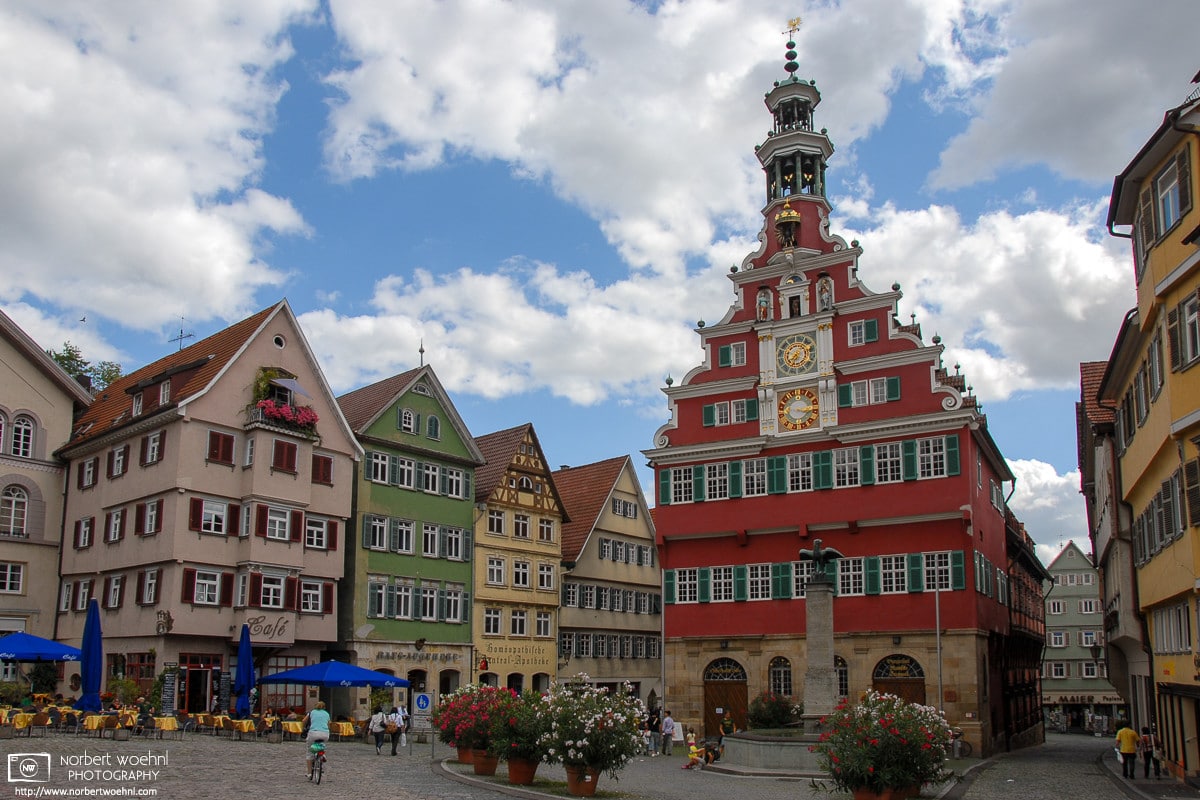 The old city hall of Esslingen, Germany, was built in 1422, and remodeled in Renaissance style between 1586 and 1589.