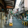 A typical back lane with a diverse line-up of pubs and restaurants in Nishi-Ogikubo, Tokyo, Japan.